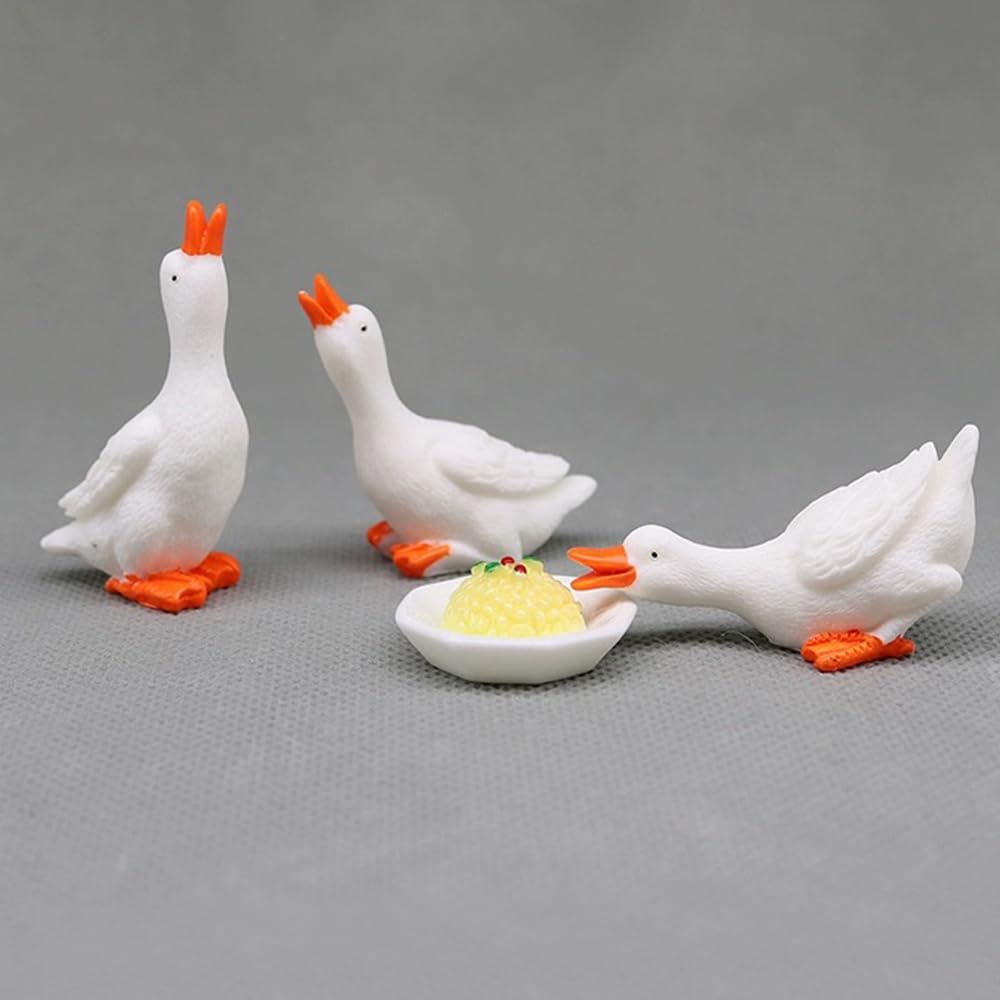 Figuras De Ganso De Jardín - Set De 6 Piezas, Resina, Miniaturas Decorativas Para Patio O Macetas