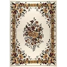Home Dynamix Optimum Caspian Runner Area Rug, 19" x72, Traditional Medallion Floral, Ivory/Burgundy/Yellow