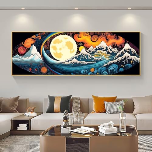 Diamond Art Painting Lune 5D Broderie Diamant Grand Format Toile Premium 55x160 cm