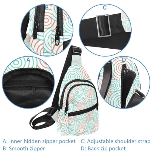 Bolsa cruzada pequeña y ligera con cremallera y diseño abstracto multicolor 4