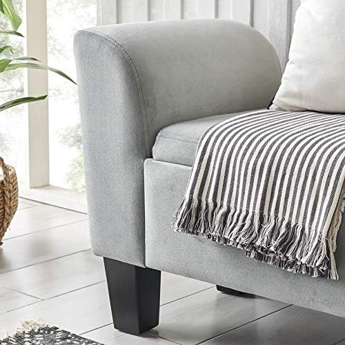Ergode Contemporary Home Living 55" Gray Ottoman Bench with Storage - Stylish and Durable Velvet Material - Perfect Finishing Touch for Your Home