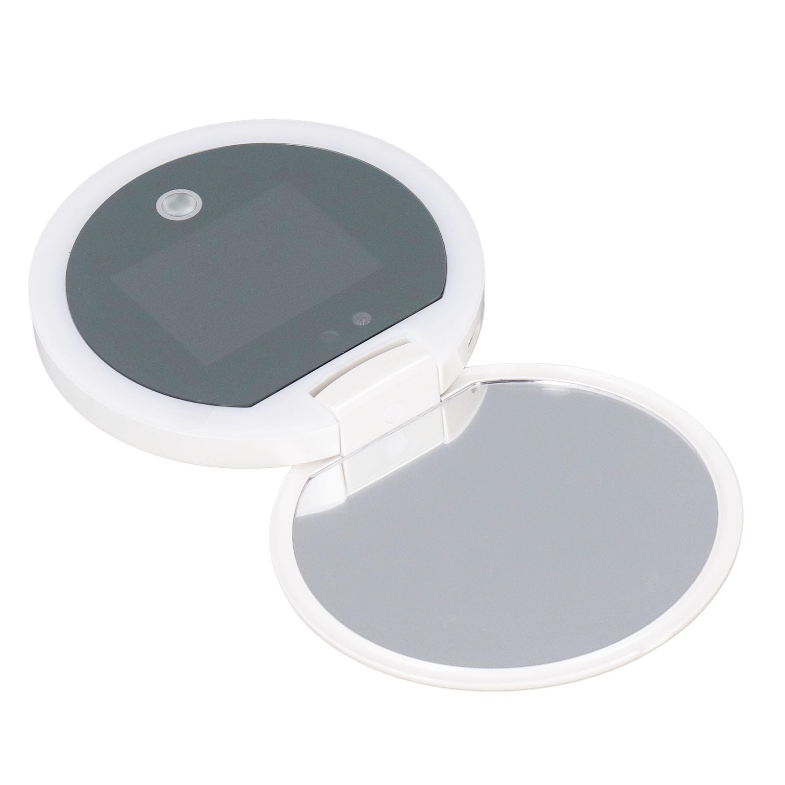 Sonnenschutz-Testspiegel, 2-fache Vergrößerung, Kompakter UV-Make-up-Spiegel mit LED-Licht für Reisen Im Freien, 3,5 Zoll