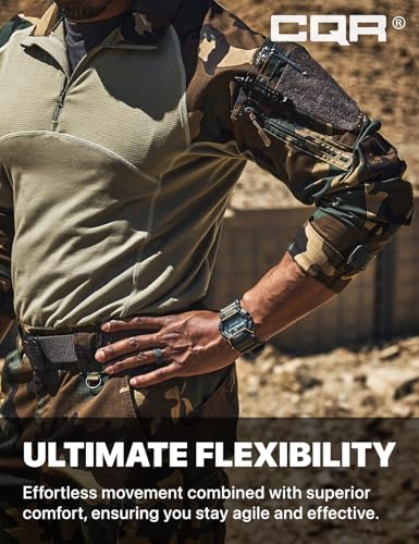 Image of CQR Men's Tactical Combat Shirt, 1 /4 Zip Long Sleeve Breathable Military BDU Training Top for Shooting, Hunting, Range Use