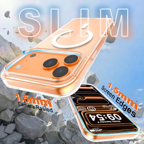 Image of MOCCA Magnetic for iPhone 17 Pro Max Case, (Compatible with Magsafe) (16FT Military Grade Protection) Full Camera Protection Anti-Fingerprint Slim Shockproof Protective Phone Cover 6.9 inch, Clear