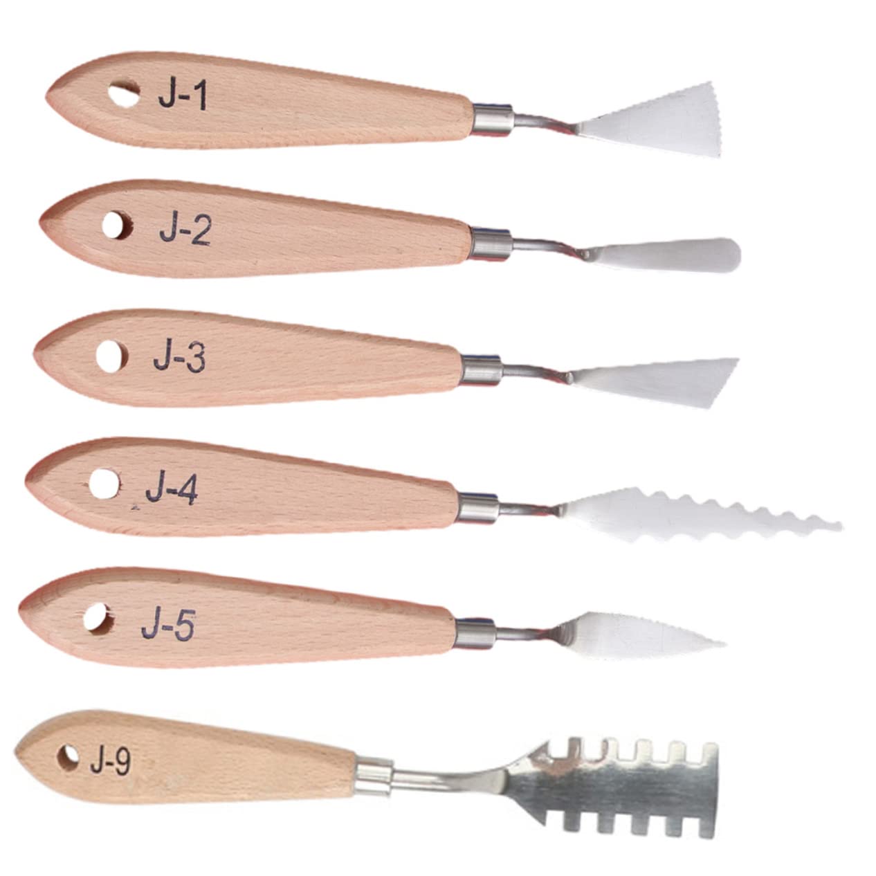 Veemoon 6-in-1 Painting Tools Oil Painting Knives Palette Knife Spatula Scrapers for Artists Wood Handle for Canvas