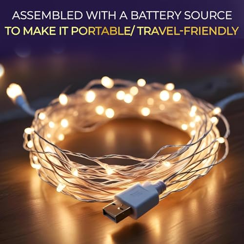 Image of Lexton Decorative USB Copper String Fairy Light | 5 Meter, 50 LED, USB Plug-in | Best for Decoration, Christmas, Diwali (Pack of 1, Warm White)