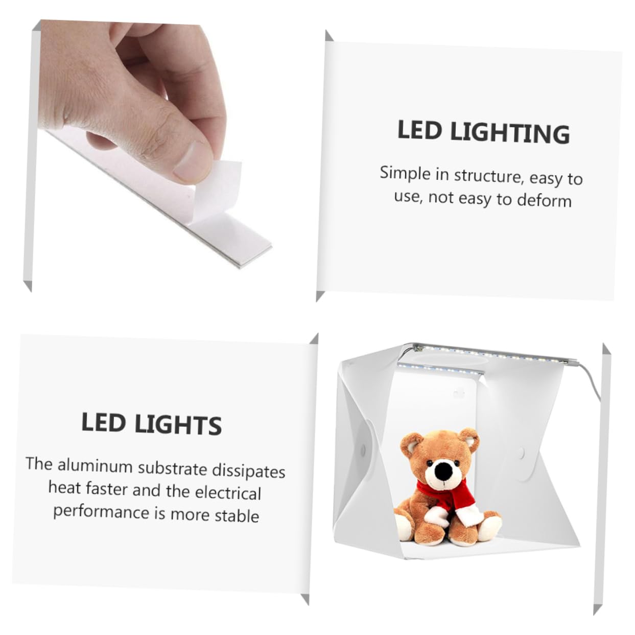 Lurrose 2 Pezzi Scatola Luce LED Portatile per Fotografia Striscia Luce per Studio Fotografico Accessorio Pratico per Oggetti e per Appassionati Fotografia