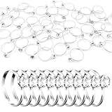 LUSTRIB 42 Packs Diamond Engagement Rings, Bridal Shower Decorations Fake Wedding Rings Adjustable Ring for Wedding Table, Cupcake Toppers, Party Supply Favor Accents (42 Pcs)