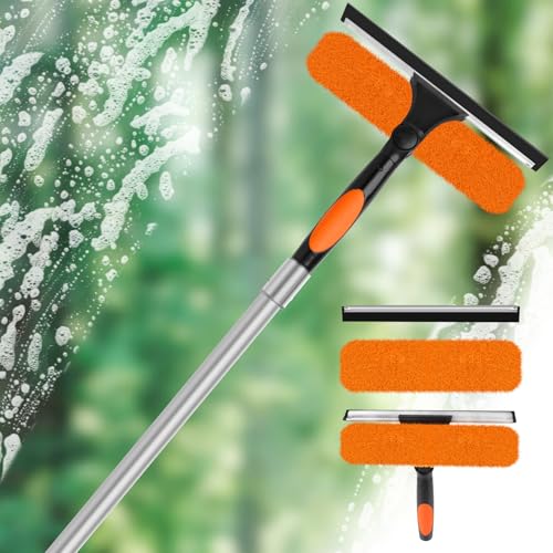 Image of 30FT High Window Cleaning Kit with Pole,2 in 1 Window Squeegee for Window Cleaning,5-24FT Professional Window Clean Pole Kit Include Replacement,180Rotatable Squeegee for Indoor /Outdoor High Windows