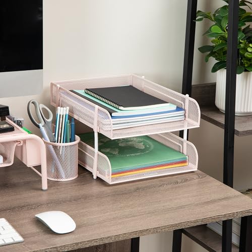 Mind Reader Bandeja de papel empilhável, organizador de mesa, armazenamento de arquivos, escritório,