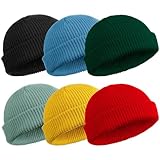 SATINIOR 6 Pieces Trawler Beanie Watch Hat Roll up Edge Skullcap Fisherman Beanie Unisex (Novel Color)