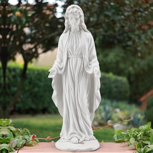 Yoleny YFHM001WH 29.4'' Virgin Mary Outdoor Statue, Mgo Virgen De Guadalupe Statues, Large Outdoor Sculptures Decorations, Religious Blessed Mother Outdoor Statue cover