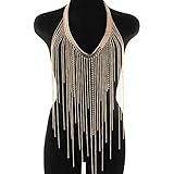 Selia Eingeschlagene Diamant-Tassel Halskörper Kette Schmuck Damen Mädchen Body Long Chain Fashion Ornaments,Gold