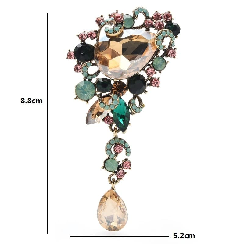 Broches de Mujer, broches de Flores en Forma de Gota de Agua de Cristal para Mujer, Broche de Estilo palaciego para Bodas, Oficina, Fiesta, alfileres, Broche de Regalo