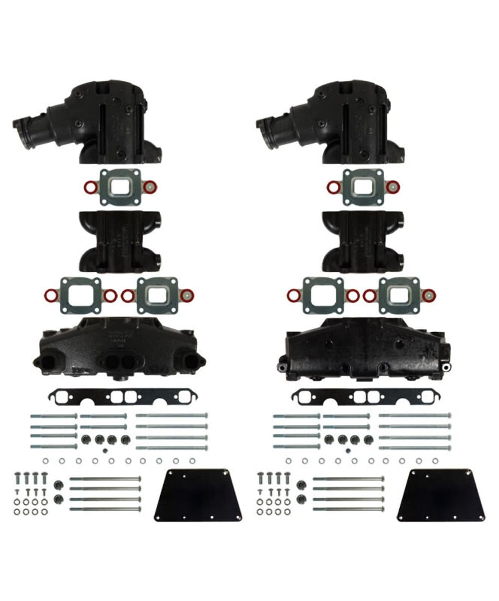 Barr Manifold Exhaust Kit for Mercruiser V-8 Dry Joint 5.0-Liter and 5.7-Liter with 14° Riser & 6" Spacers