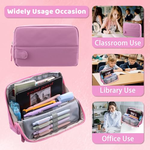 Image of Aesthetic School Supplies Cute Pencil Case for Girls Student,Large Capacity Pencil Pouch with Zipper,Back-to-school Gifts Big Pen Box Bag Office Desk Stationery Organizer for Adults,Colored Travel Bag