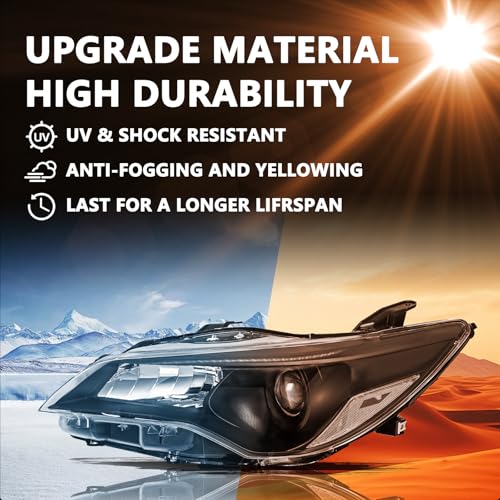 Image of Aosky Fit for 2015 2016 2017 Toyota Camry Headlights Assembly Halogen Headlamp Black Housing with Clear Reflector without bulbs