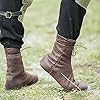 GATURA Men's Medieval Boots Pointed Toe Flat Heel Ankle Boots Faux PU Leather Lace Up Mid Calf Boots Vintage Viking Knight Pirate Boots,Large Size 37-48,Brown,45 #2