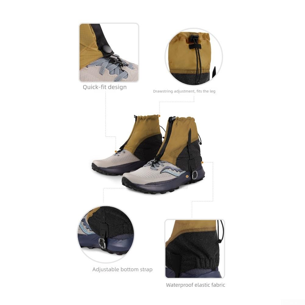 Guêtres de cheville imperméables et anti-déchirures, guêtres basses pour la randonnée, la marche en plein air (orange)