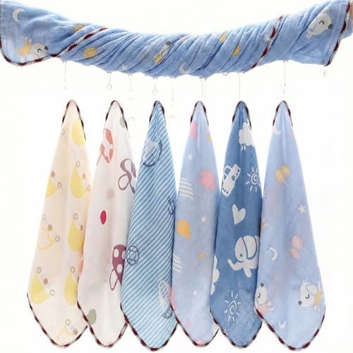 Paños suaves para bebés, transpirables y extremadamente absorbentes, paños de muselina para paños de gasa muy absorbentes, 6 unidades, 25 x 25 cm.