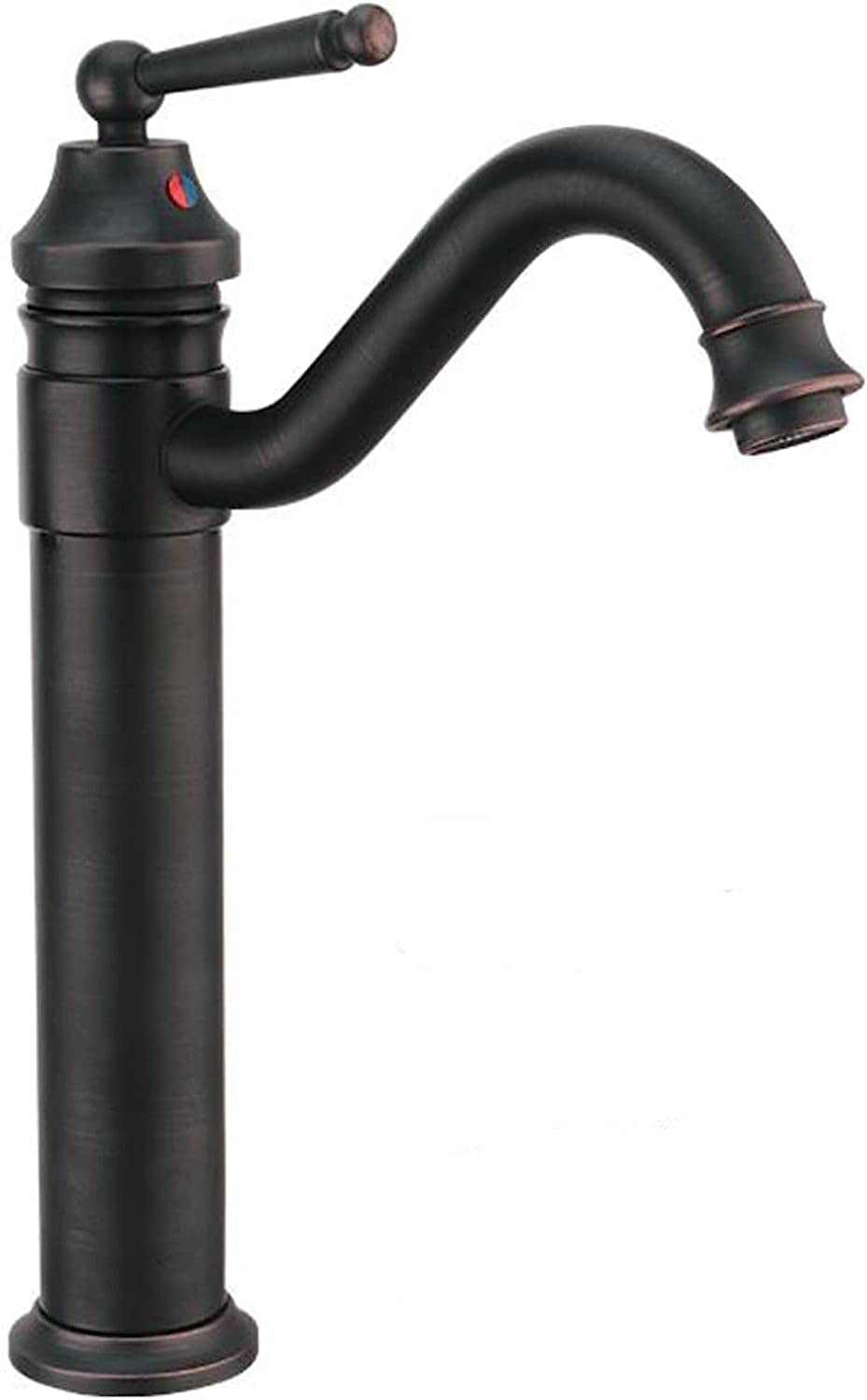 VDOQTLJT Faucet for Bathroom Sink hot and Cold Water Antique Bronze Brass Single Hole Retro Lavatory Black A