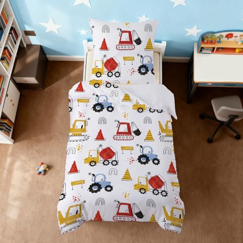 Caregchrisj Traktor Bettwäsche 135x200 cm für Kinder Trecker Kinderbettwäsche für Jungen Mikrofaser Bettbezug mit Kissenbezug 80x80cm