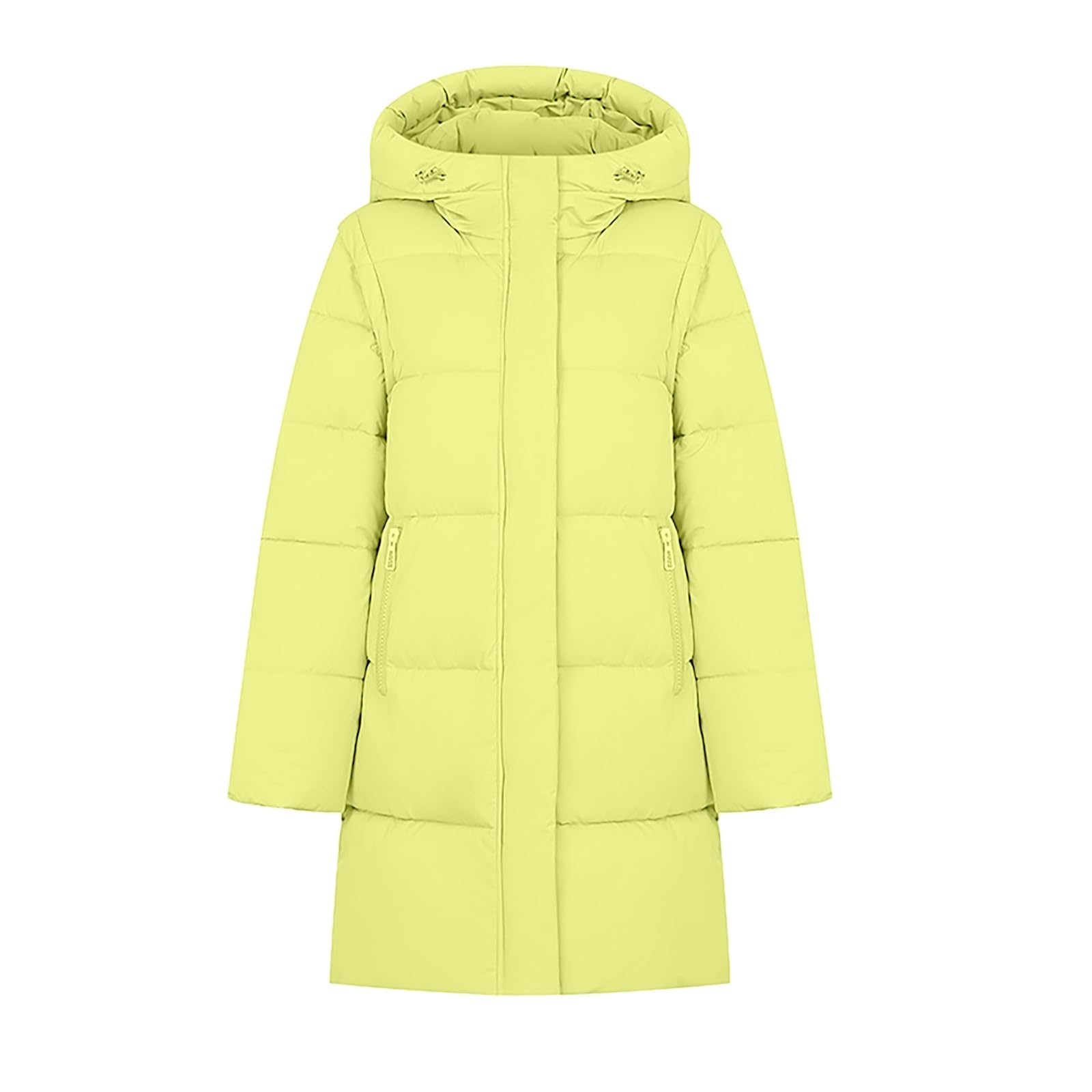 Giacche imbottite per le donne invernali di media lunghezza piumino cappotto con zip chiusura con bottoni cappotti caldi trapuntati giacca con cappuccio con maniche rimovibili Capispalla oversize