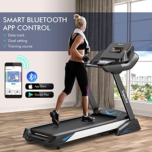 Image of GYMAX Folding Treadmill, 4.75HP Auto Incline Treadmill with LED Monitor, Blue Tooth Speaker, App Control, 20 Preset Programs & Pulse Grip, Foldable Running Walking Jogging Machine for Home Gym