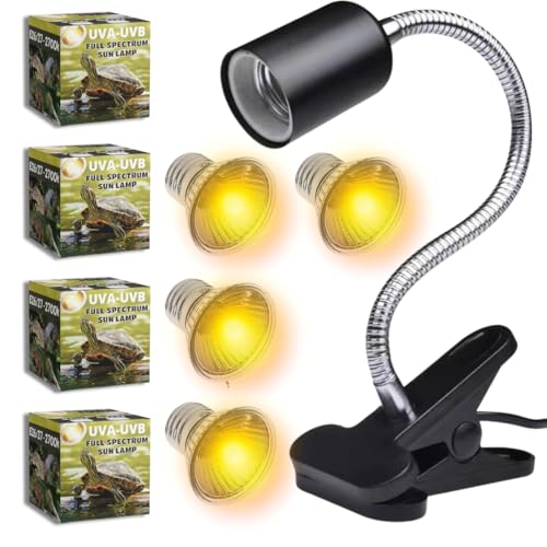 Kit de 4 Bombillas UVA/UVB + Portalámparas pinza para Reptiles – ...