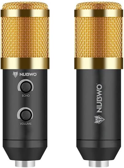 NUBWO M22 PRO Unidirectional Professional Condenser Microphone Kit | Podcast Mic with Boom Arm, Windscreen, Anti-Wind Foam Cap - (Gold)