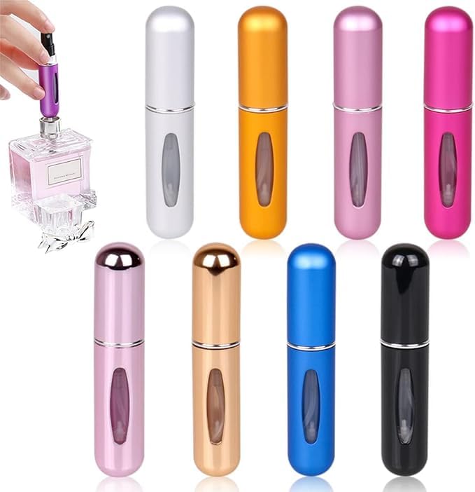 SWENLISH Travel Mini Perfume Refillable Atomizer Spray Bottle – Portable Scent Pump Dispenser for Perfume, Cologne, Body Mist – Empty Reusable Travel Bottle – 5ml Each, Multicolour (Pack of 2)-image-14