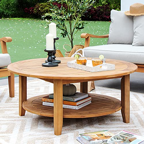 Cambridge Casual Arie Wood Patio Coffee Table, 40-Inch, 40 Inch/Natural Teak