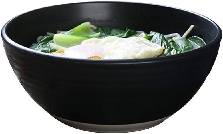 Exquisito Hogar Muñeca grande Negro Mate Tazón creativo de ramen Tazón de sopa casero de cerámica Tazón grande Fideos instantáneos Tazón de hotel Vajilla japonesa Hotel decorativo Tazón de sopa retro