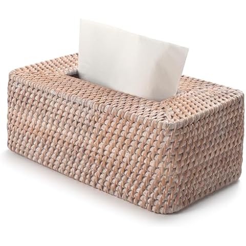 YANGQIHOME Hand Woven Rattan Tissue Box Cover Cover