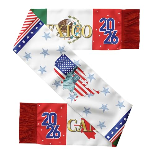 SNUWITH USA-Canada-Mexico 2026 Flag Soccer Fans Scarves - 7x55 inch