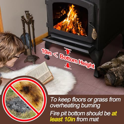 Image of Fire Pit Mat - 37.8x39.4in Fireproof Blanket for Under Fire Pit, Compatible with Solo Stove, Heat Resistant Rug for Outside Indoor Wooden Deck Grass Lawn Protection - Brown