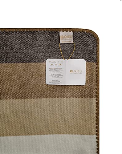 QISU Alpaca Wool Blanket Throw | Large, Beautiful, Warm, Stripes | 85 x 65 inches | Ultra-Soft, Hypoallergenic and Breathable | Non-Itchy or Scratchy Fabric (Camel Thick Stripe) - Image 5