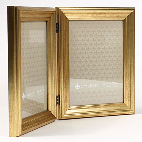 Lawrence Frames 5x7 Hinged Double Sutter Burnished Gold Picture Frame, 5x7 Dual - Image 2