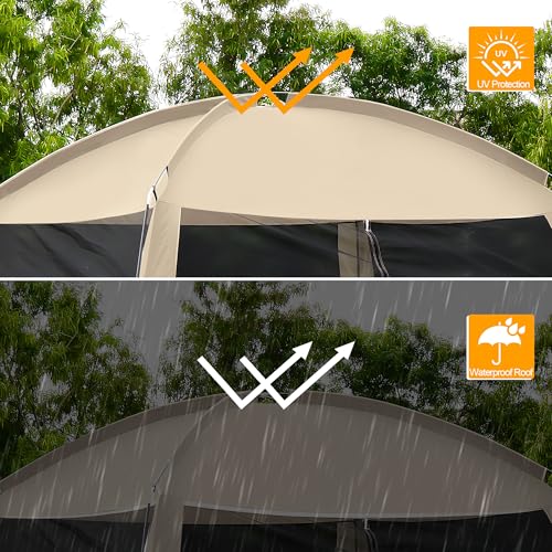12'x12' Camping Screen Tent - Portable Screen Canopy 8-10 Person&Instant UV Resistant Sun Shelter,Easy to Set Up&Mosquito Net Tent&Waterproof,Suitable for Family Camping Trip,Backyard,Picnic - Image 5