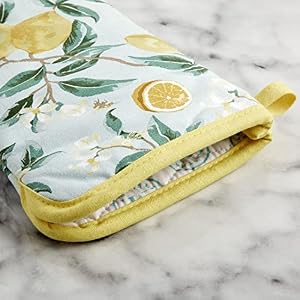 Martha Stewart Lemon Whimsy Oven Mitt 2-Pack Set, Yellow, 7"x13" Martha Stewart Lemon Whimsy Oven Mitt 2 Pack Set Yellow 7×13