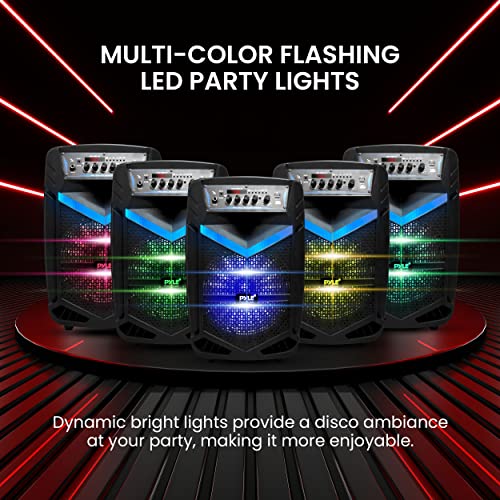 Pyle Portable Bluetooth Pa Speaker System - 600W Rechargeable Outdoor Bluetooth Speaker Portable Pa System W/ 10” Subwoofer 1” Tweeter, Recording Function, Mic In Party Lights Usb/Sd Radio -Pphp1042B #TOP3