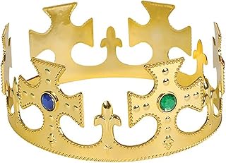 The Dreidel Company Adjustable Gold Jeweled Crown Birthday Party Plastic Crowns, Party Supplies, Gatherings, & Events (3-Pack)