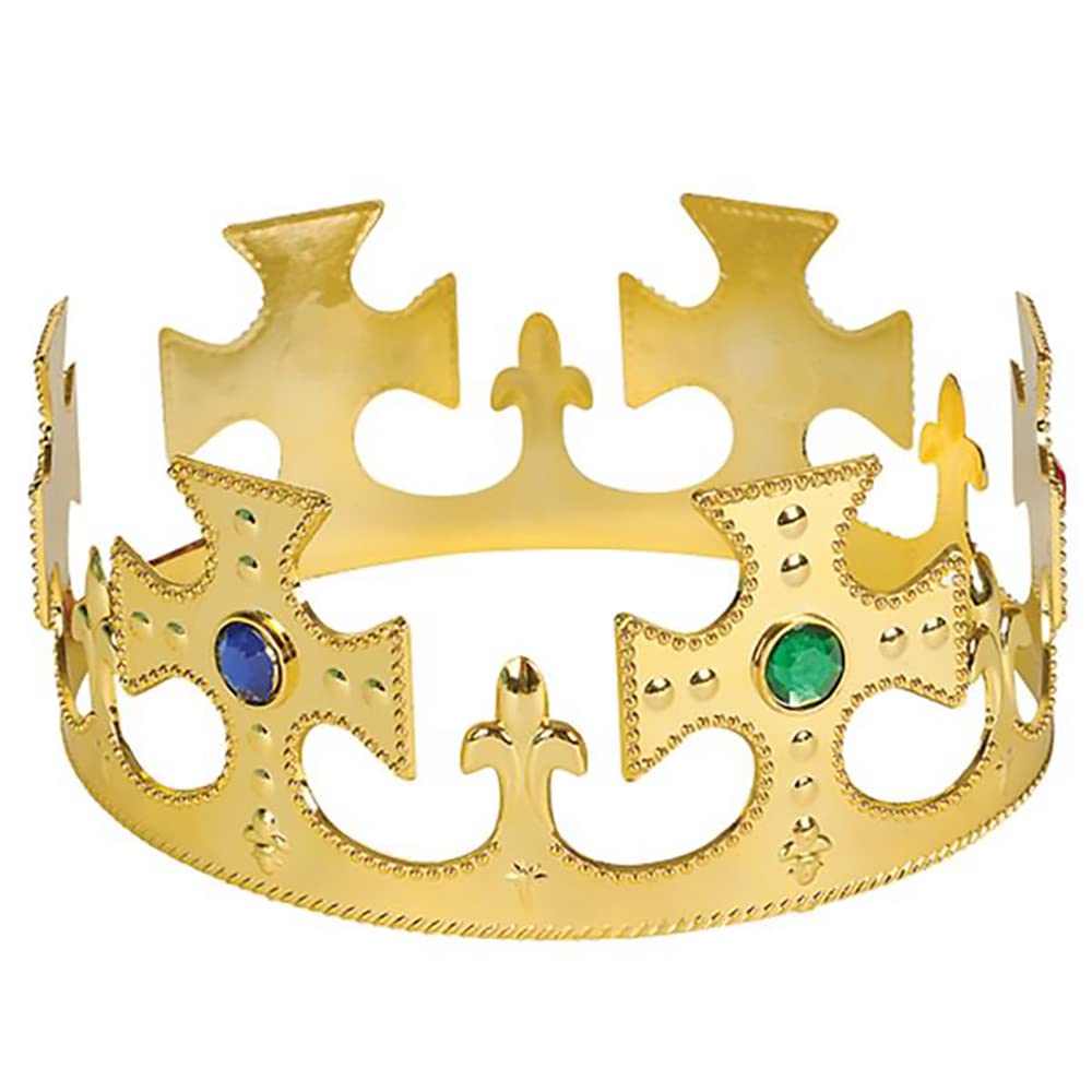 The Dreidel Company Adjustable Gold Jeweled Crown Birthday Party Plastic Crowns, Party Supplies, Gatherings, & Events