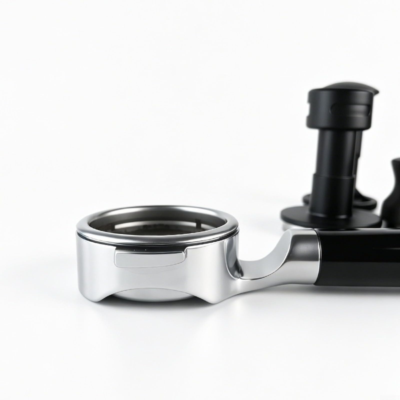 Portafiltros E61 de 58 mm con base plana de acero inoxidable, pulido para superficie para máquinas de espresso, para tornillo M10, resistente y duradero, fácil limpieza, negro (negro)