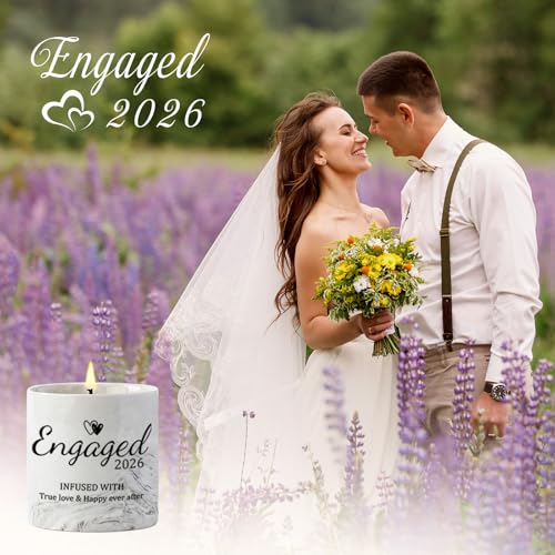 Engagement Gifts - Gift for Newly Engaged Couples, Fiance Gifts for Women, Bridal Shower, Wedding Bride Gift - Engaged Present 6 Oz Engaged 2026 Lavender Ceramics Candle - Image 4