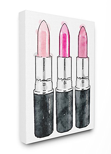 Image of The Stupell Home Decor Collection Three Pink Lipsticks Stretched Canvas Wall Art, Multicolor