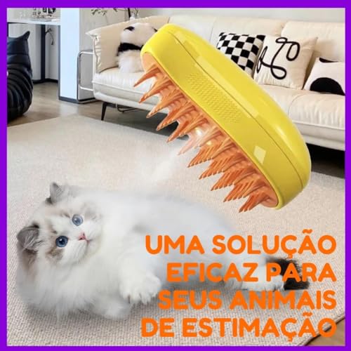 Escova Elétrica Vapor Tira Pelos Cães e Gatos