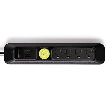 Easylife Tech Dual USB Port 4 Outlet Power Strip Surge Protector with 6 ft Power Cord 1200 Joules - Black