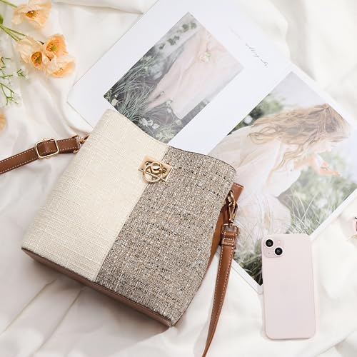 Image of KALIDI Crossbody Purses for Women Vegan Leather Bucket Bag Fashion Ladies Crossbody Handbag Shoulder Purse with Multi Pockets