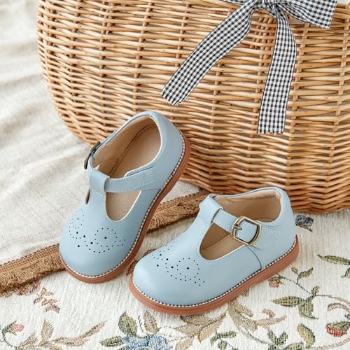 Image of GINFIVE Toddler Girls Dress Shoes Little Kids Flats School Mary Janes Shoes